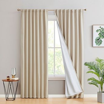 HLC.me Hamilton 100% Blackout Rod Pocket Window Curtain Panels Energy Efficient Privacy - Set of 2