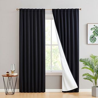 HLC.me Hamilton 100% Blackout Rod Pocket Window Curtain Panels Energy Efficient Privacy - Set of 2