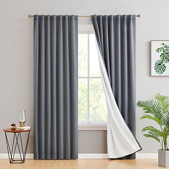 HLC.me Hamilton 100% Blackout Rod Pocket Window Curtain Panels Energy Efficient Privacy - Set of 2