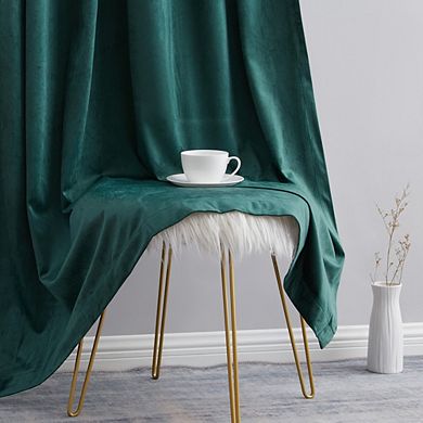 HLC.me Sawyer Velvet Premium Soft Grommet Window Treatment Curtain Drapery Panels - Set of 2 Panels