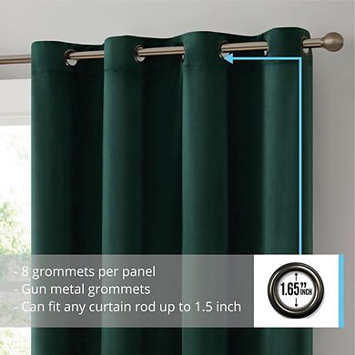 HLC.me Sawyer Velvet Premium Soft Grommet Window Treatment Curtain Drapery Panels - Set of 2 Panels
