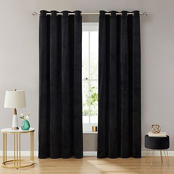HLC.me Sawyer Velvet Premium Soft Grommet Window Treatment Curtain Drapery Panels - Set of 2 Panels