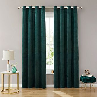 HLC.me Sawyer Velvet Premium Soft Grommet Window Treatment Curtain Drapery Panels - Set of 2 Panels