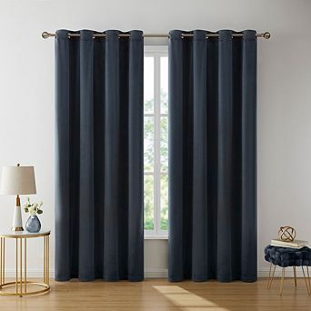 HLC.me Sawyer Velvet Premium Soft Grommet Window Treatment Curtain Drapery Panels - Set of 2 Panels
