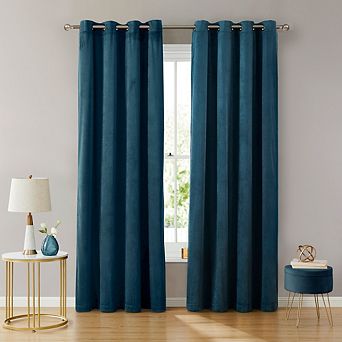 HLC.me Sawyer Velvet Premium Soft Grommet Window Treatment Curtain Drapery Panels - Set of 2 Panels