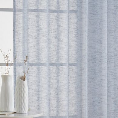 THD Zoey Faux Linen Textured Semi Sheer Privacy Sun Light Filtering Window Floor Length Rod Pocket Thick Curtains Drapery Panels Master Bedroom & Living Room, 2 Panels