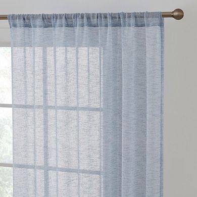 THD Zoey Faux Linen Textured Semi Sheer Privacy Sun Light Filtering Window Floor Length Rod Pocket Thick Curtains Drapery Panels Master Bedroom & Living Room, 2 Panels
