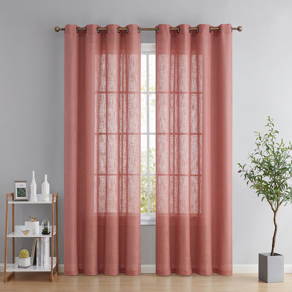 HLC.me Abbey Faux Linen Textured Sheer Privacy Light Filtering Window ...