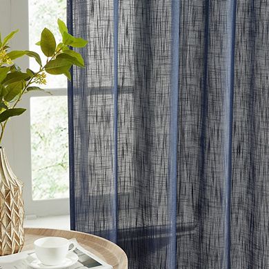 THD Linda Faux Linen Textured Semi Sheer Window Rod Pocket Thick Curtains Drapery Panels, Pair
