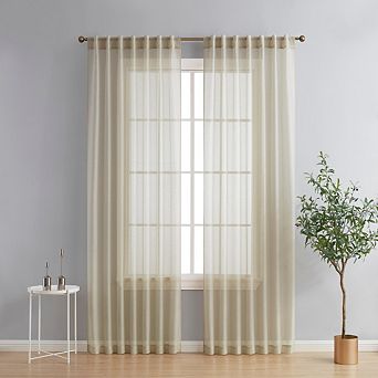 HLC.me Lauren Semi Sheer Pocket Top & Back Tab Lightweight Window Curtains Drapery Panels, 2 Panels