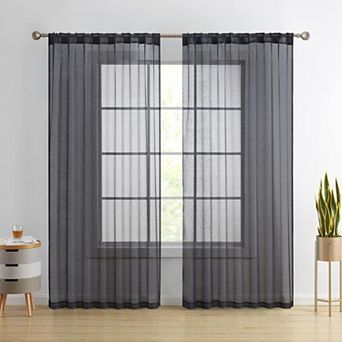 HLC.me Lauren Semi Sheer Pocket Top & Back Tab Lightweight Window Curtains Drapery Panels, 2 Panels