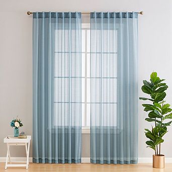 HLC.me Lauren Semi Sheer Pocket Top & Back Tab Lightweight Window Curtains Drapery Panels, 2 Panels