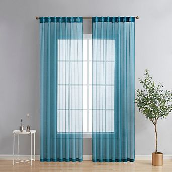 HLC.me Lauren Semi Sheer Pocket Top & Back Tab Lightweight Window Curtains Drapery Panels, 2 Panels