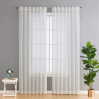 HLC.me Lauren Semi Sheer Pocket Top & Back Tab Lightweight Window Curtains Drapery Panels, 2 Panels