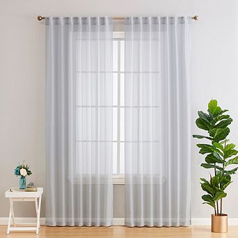 HLC.me Lauren Semi Sheer Pocket Top & Back Tab Lightweight Window Curtains Drapery Panels, 2 Panels