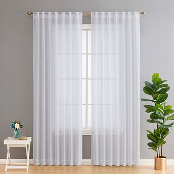 HLC.me Lauren Semi Sheer Pocket Top & Back Tab Lightweight Window Curtains Drapery Panels, 2 Panels
