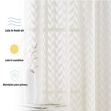 THD Herringbone Lace Thick Semi Sheer Premium Grommet Top Window Curtain Panels - Set of 2