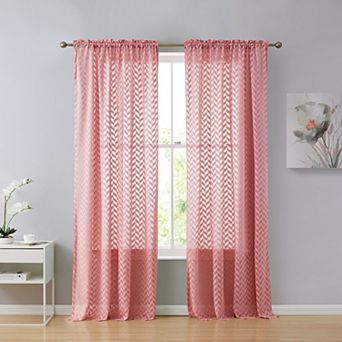 HLC.me Herringbone Lace Thick Semi Sheer Premium Grommet Top Window Curtain Panels - Set of 2