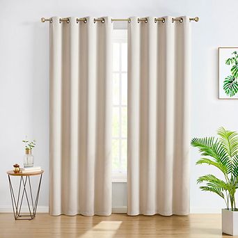 HLC.me Oxford Blackout Heavy Thermal Insulated Blocking Grommet Curtain Drapery Panels, Set of 2