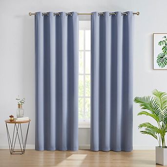 HLC.me Oxford Blackout Heavy Thermal Insulated Blocking Grommet Curtain Drapery Panels, Set of 2