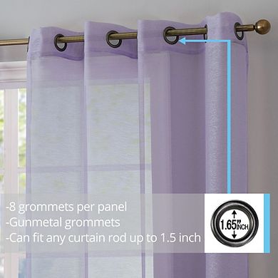 THD Basics 2 Piece Semi Sheer Voile Window Curtain Drapes Grommet Top Panels - Set of 2 panels