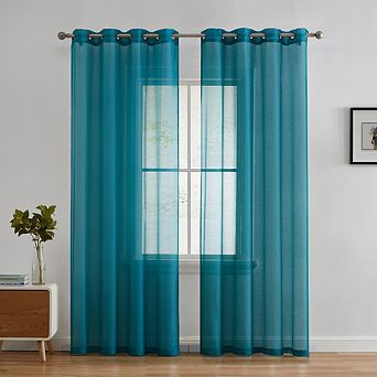 HLC.me Basics 2 pc Semi Sheer Voile Window Curtain Drapes Grommet Top Panels - Set of 2 panels