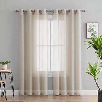 HLC.me Basics 2 pc Semi Sheer Voile Window Curtain Drapes Grommet Top Panels - Set of 2 panels