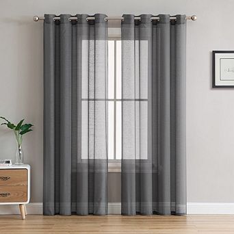HLC.me Basics 2 pc Semi Sheer Voile Window Curtain Drapes Grommet Top Panels - Set of 2 panels