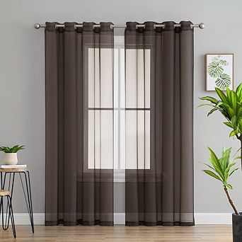 HLC.me Basics 2 pc Semi Sheer Voile Window Curtain Drapes Grommet Top Panels - Set of 2 panels