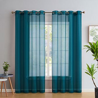 HLC.me Basics 2 pc Semi Sheer Voile Window Curtain Drapes Grommet Top Panels - Set of 2 panels