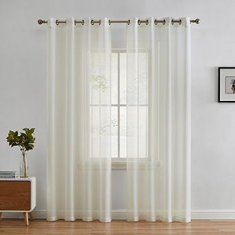 HLC.me Basics 2 pc Semi Sheer Voile Window Curtain Drapes Grommet Top Panels - Set of 2 panels