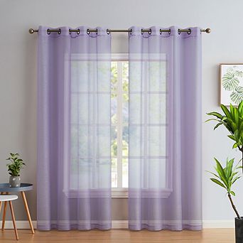 HLC.me Basics 2 pc Semi Sheer Voile Window Curtain Drapes Grommet Top Panels - Set of 2 panels