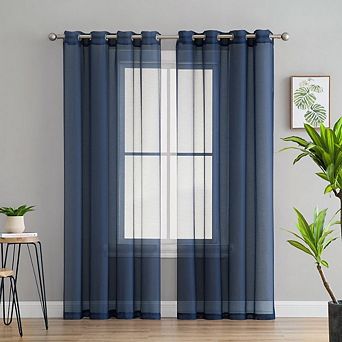 HLC.me Basics 2 pc Semi Sheer Voile Window Curtain Drapes Grommet Top Panels - Set of 2 panels