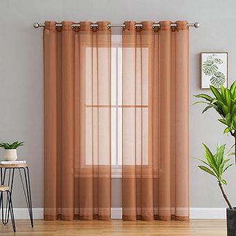 HLC.me Basics 2 pc Semi Sheer Voile Window Curtain Drapes Grommet Top Panels - Set of 2 panels