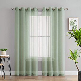 HLC.me Basics 2 pc Semi Sheer Voile Window Curtain Drapes Grommet Top Panels - Set of 2 panels