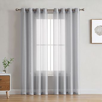 HLC.me Basics 2 pc Semi Sheer Voile Window Curtain Drapes Grommet Top Panels - Set of 2 panels