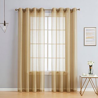HLC.me Basics 2 pc Semi Sheer Voile Window Curtain Drapes Grommet Top Panels - Set of 2 panels