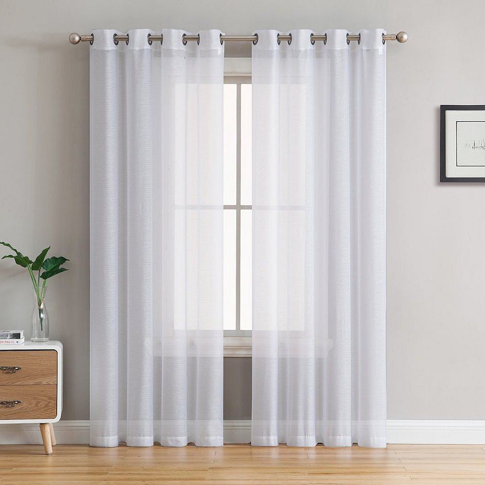 HLC.me Basics 2 Piece Semi Sheer Voile Window Curtain Drapes Grommet ...