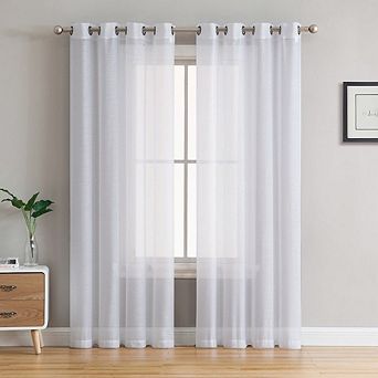 HLC.me Basics 2 pc Semi Sheer Voile Window Curtain Drapes Grommet Top Panels - Set of 2 panels
