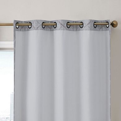 HLC.me Lattice Flocked 100% Blackout Total Privacy Grommet Window Curtain Panels - Set Of 2