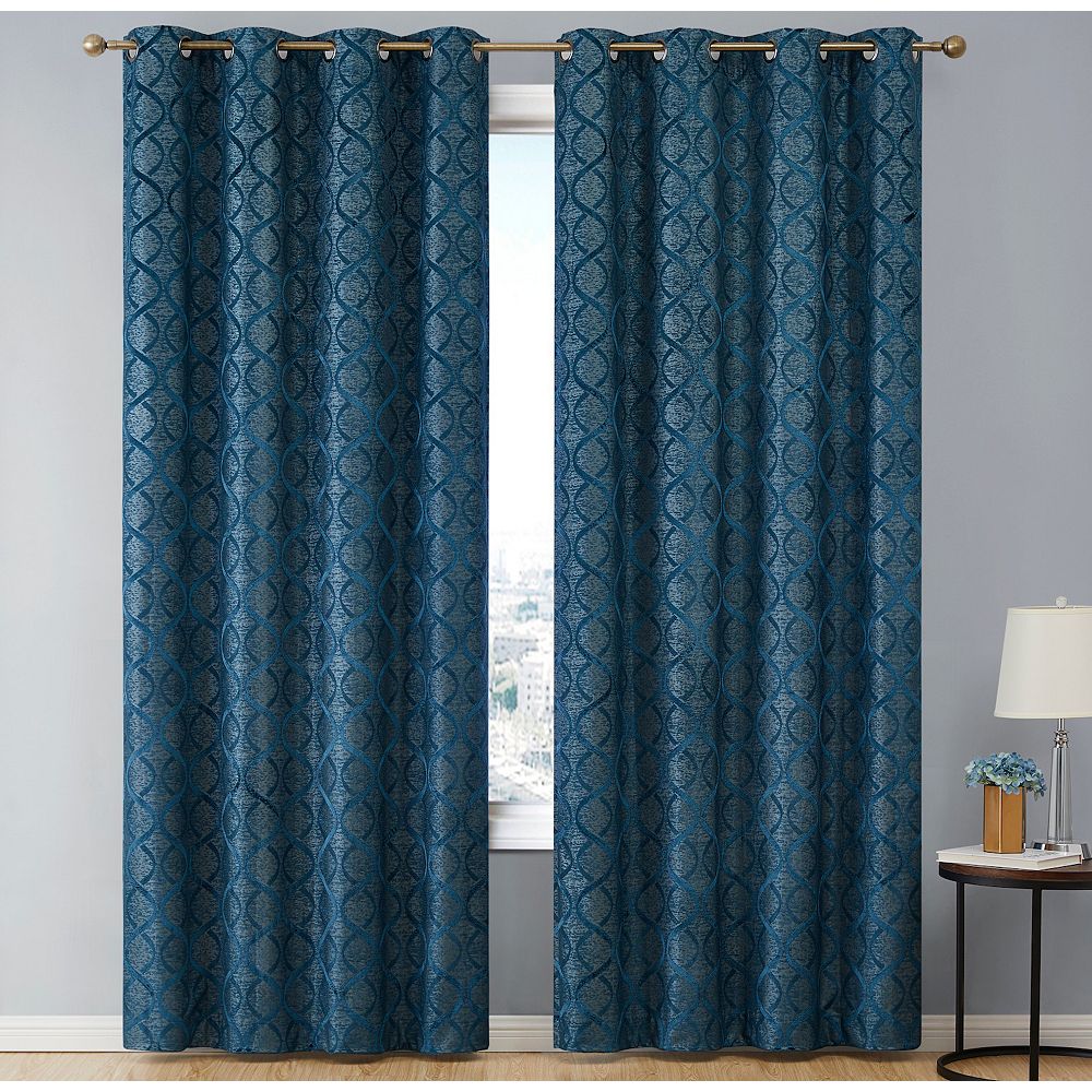 HLC.me Lattice Flocked 100% Blackout Total Privacy Grommet Window ...