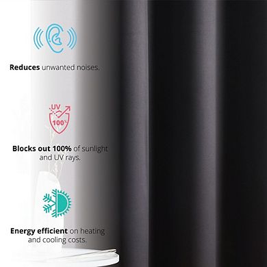 HLC.me Laurence 100% Blackout Grommet Window Curtain Panels Total Privacy - Set of 2