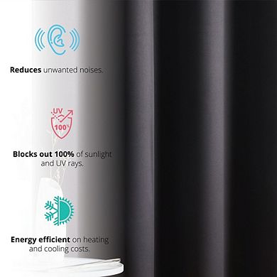 THD Lawrence 100% Blackout Grommet Window Curtain Panels Total Privacy and Energy Efficiency - Set of 2