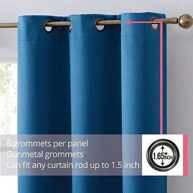 THD Lawrence 100% Blackout Grommet Window Curtain Panels Total Privacy and Energy Efficiency - Set of 2