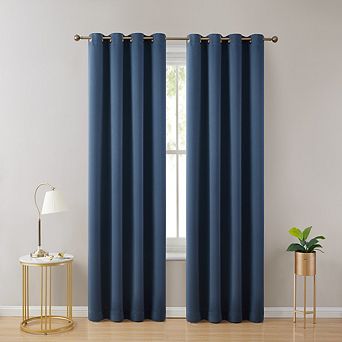 HLC.me Laurence 100% Blackout Grommet Window Curtain Panels Total Privacy - Set of 2