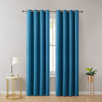 HLC.me Laurence 100% Blackout Grommet Window Curtain Panels Total Privacy - Set of 2