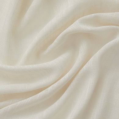HLC.me Abbey Faux Linen Textured Semi Sheer Grommet Cafe Curtain Tiers, Set of 2