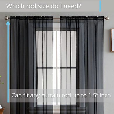 HLC.me Essentials Sheer Voile Window Treatment Rod Pocket Curtain Panels Bed Living Room - Set Of 4