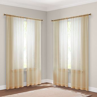 HLC.me Essentials Sheer Voile Window Treatment Rod Pocket Curtain Panels Bed Living Room - Set Of 4
