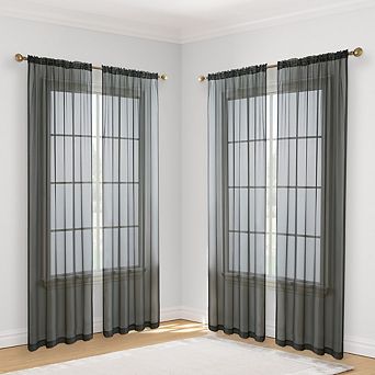 HLC.me Essentials Sheer Voile Window Treatment Rod Pocket Curtain Panels Bed Living Room - Set Of 4